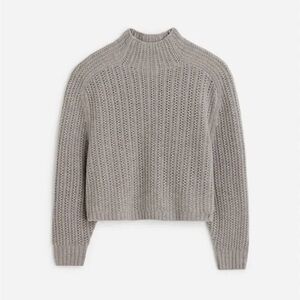 Madewell Light Gray Women's mock-neck Pointelle-stitch Sweater